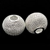 Бусина PNDR "Сеточка" 20х17 мм. сереб.