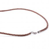 Заготовка для ожерелья кожаная плетеная  44 см. коричневая