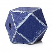 Бусина деревянная "Многогранник" синяя (светлые грани)