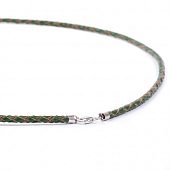 Заготовка для ожерелья кожаная плетеная  44 см. зеленая