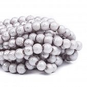 Бусина стеклянная "Метеорит" светло-серая - шар, 8 мм.