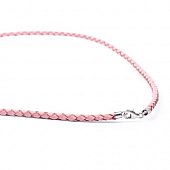 Заготовка для ожерелья кожаная плетеная  44 см. розовая