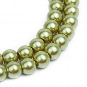 Жемчуг стеклянный салатовый - бусина шар, 8 мм.