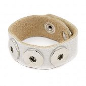 Браслет кожаный Chunk белый на 3 кнопки