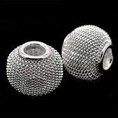 Бусина PNDR "Сеточка" 18х15 мм. серебряная