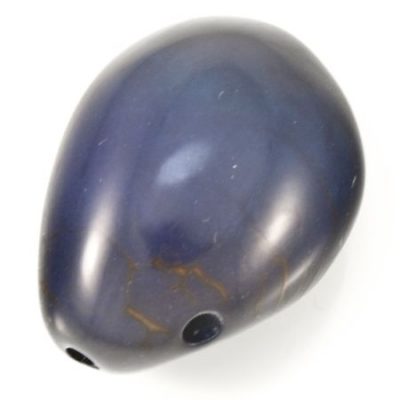 Бусина - Цельный орех с 2-мя отверстиями электрически-синяя