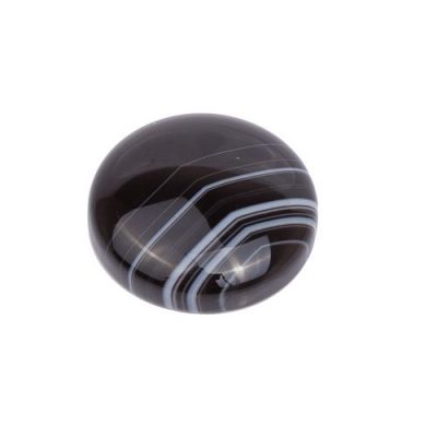 Агат черный - кабошон круглый, 18x4 мм