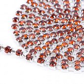 Цепь серебристая стразовая янтарная, 2.5 мм.