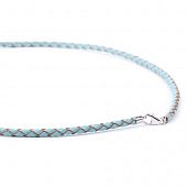 Заготовка для ожерелья кожаная плетеная  44 см. бледно-голубая