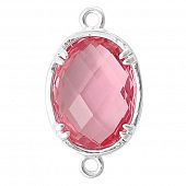 Коннектор "CRYSTALS" розовый овал сереб.