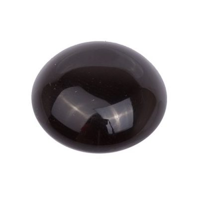 Агат черный - кабошон круглый, 20x6 мм.