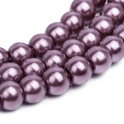 Жемчуг стеклянный пурпурный - бусина шар, 6 мм.