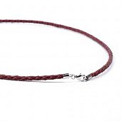Заготовка для ожерелья кожаная плетеная  44 см. бордовая