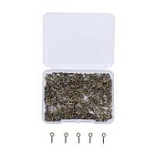 Штифты с петелькой 10х4 мм. в пластиковом контейнере, 300 шт., цвет: античная бронза