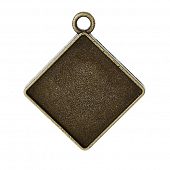 Подвеска для вставки "Ромб" (вн. разм. 28 мм.) бронз.