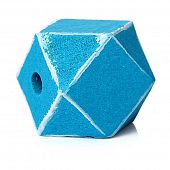 Бусина деревянная "Многогранник" голубая (светлые грани)