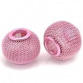 Бусина PNDR "Сеточка" 18х15 мм. розовая