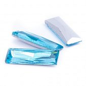 Стразы голубые "Багет", 21x7x2 мм.