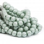 Бусина стеклянная "Метеорит" бледно-зеленая - шар, 8 мм.